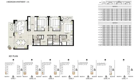 Plattegrond van 3 slaapkamers in Golf Views Apartments