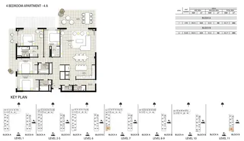 Plattegrond van 4 slaapkamers in Golf Views Apartments