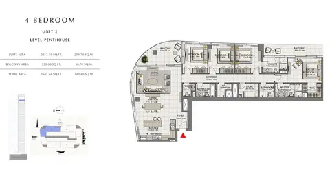 Plattegrond van 4 slaapkamers in Grande at The Opera District