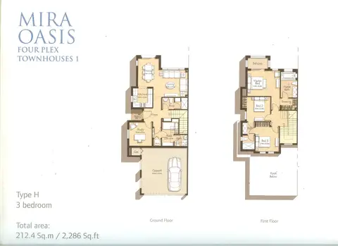 Plattegrond van 3 slaapkamers in Mira Oasis