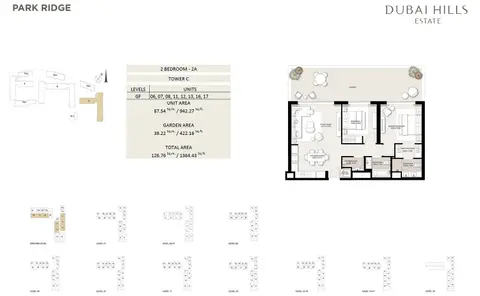 Plattegrond van 2 slaapkamers in Park Ridge