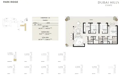Plattegrond van 3 slaapkamers in Park Ridge