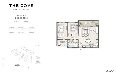 Plattegrond van 2 slaapkamers in The Cove Creek Harbour