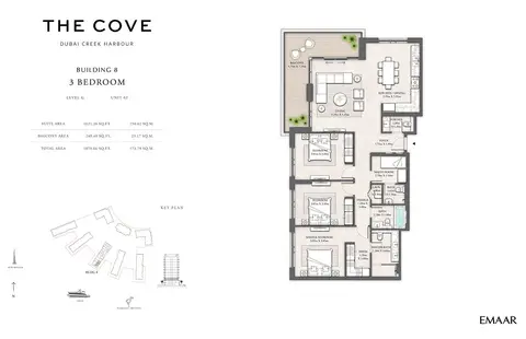 Plattegrond van 3 slaapkamers in The Cove Creek Harbour