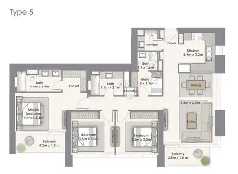 Plattegrond van 3 slaapkamers in Creekside 18