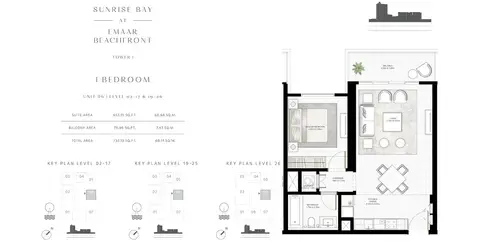 Plattegrond van 1 slaapkamer in Sunrise Bay