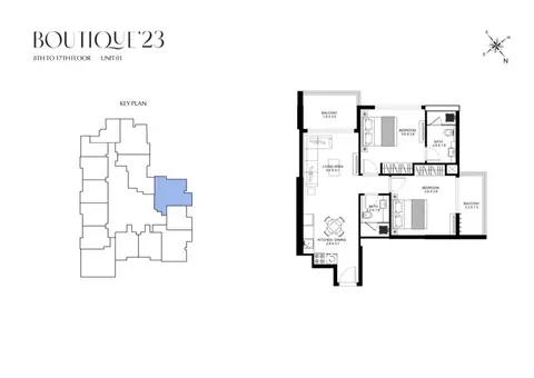 Plattegrond van 2 slaapkamers in Boutique 23 by LMD