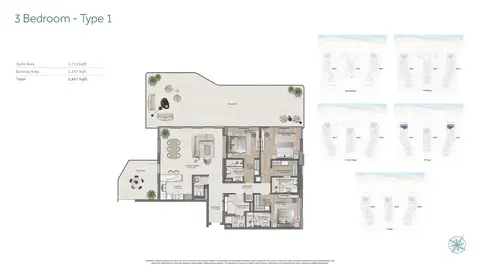 Plattegrond van 3 slaapkamers in Flora Isle at Dubai Islands