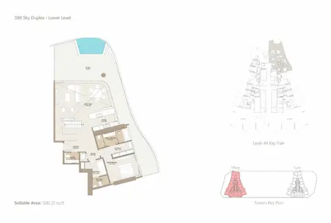Plattegrond van 3 slaapkamers in Laguna Residence by ONE Development