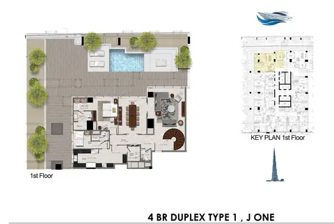 Plattegrond van 4 slaapkamers in J One Tower