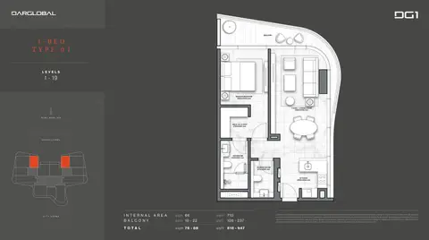 DG1 Living Tower in Business Bay, Dubai, foto 3