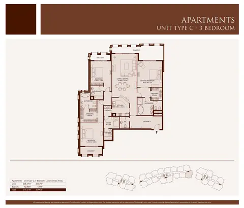 Plattegrond van 3 slaapkamers in Balqis Residence