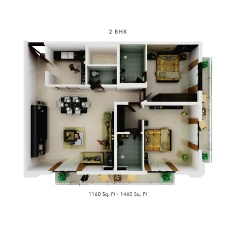 Plattegrond van 2 slaapkamers in Vincitore Palacio