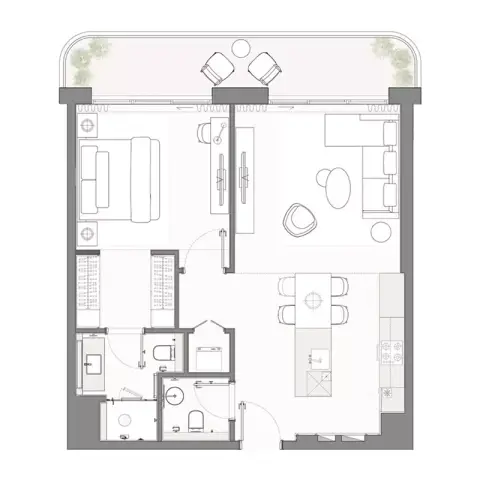 Plattegrond van 1 slaapkamer in Bay Grove Residences Phase 4 By Nakheel