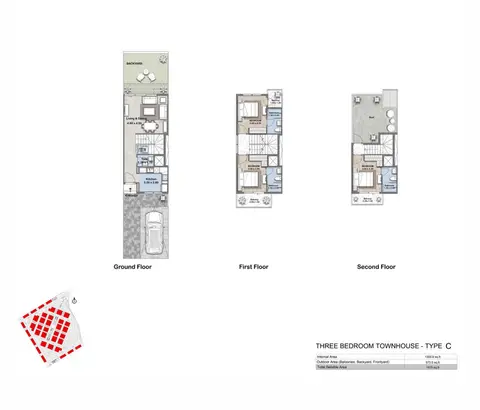 Plattegrond van 3 slaapkamers in Reportage Hills