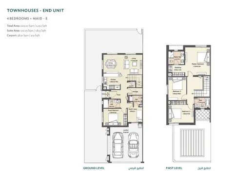 Plattegrond van 4 slaapkamers in Villanova Amaranta