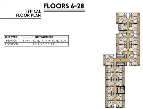 Plattegrond van 2 slaapkamers in VERA Residences