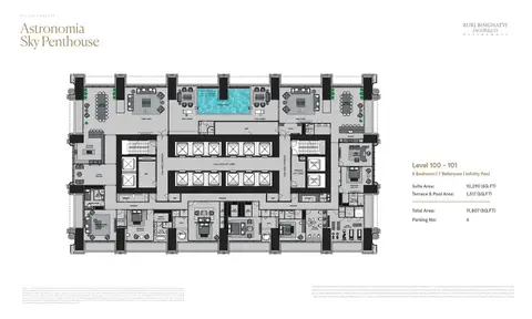 Plattegrond van 5 slaapkamers in Burj Binghatti