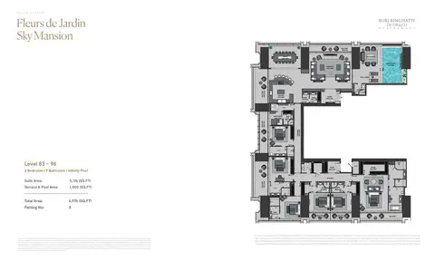 Plattegrond van 6 slaapkamers in Burj Binghatti