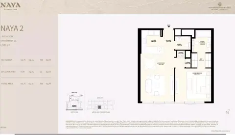 Plattegrond van 1 slaapkamer in Naya Phase 2 By Nakheel