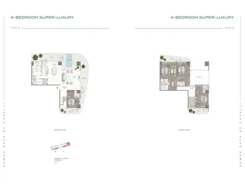 Plattegrond van 4 slaapkamers in Damac Bay Cavalli