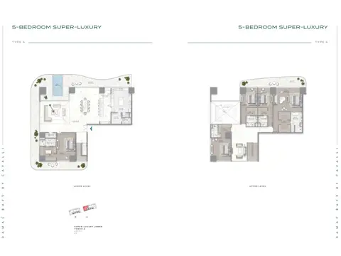 Plattegrond van 5 slaapkamers in Damac Bay Cavalli