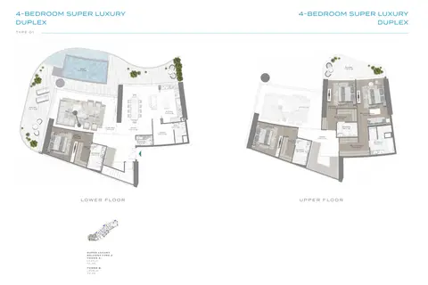 Plattegrond van 4 slaapkamers in Damac Bay Cavalli