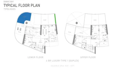 Plattegrond van 4 slaapkamers in Damac Bay Cavalli