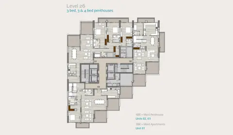 Plattegrond van 3 slaapkamers in LIV Residence