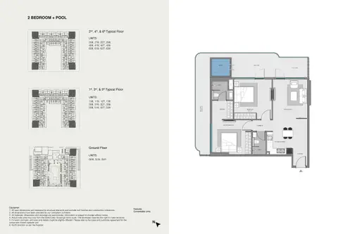 Plattegrond van 2 slaapkamers in Samana Imperial Gardens