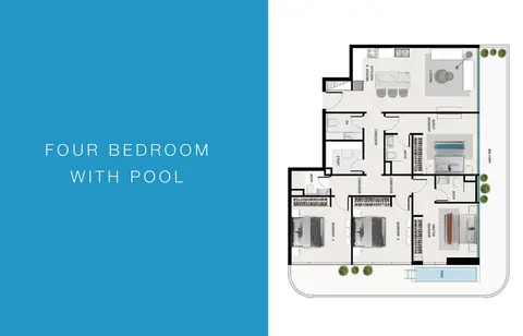 Plattegrond van 4 slaapkamers in Samana Ocean Pearl 2