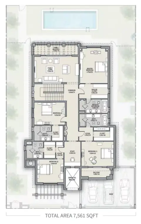 Plattegrond van 5 slaapkamers in District One