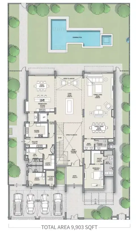 Plattegrond van 6 slaapkamers in District One