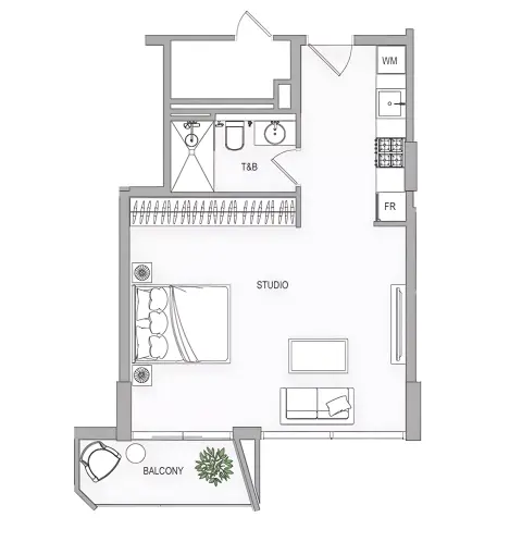 Plattegrond van Studio in Evergr1n House 4