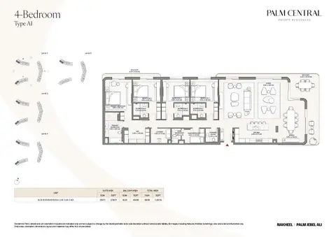 Plattegrond van 4 slaapkamers in Palm Central Private Residences Frond N