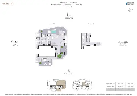 Plattegrond van 4 slaapkamers in Artistry Two Residences at D3