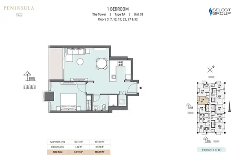 Peninsula Two in Business Bay, Dubai, foto 4