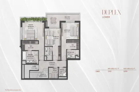 Plattegrond van 3 slaapkamers in Ghaf Woods by Majid Al Futtaim