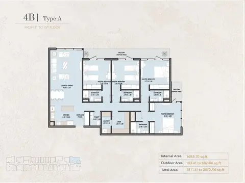 Plattegrond van 4 slaapkamers in Verdana Empire