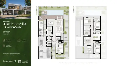 Plattegrond van 4 slaapkamers in Harmony Villas