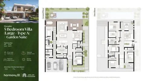 Plattegrond van 5 slaapkamers in Harmony Villas