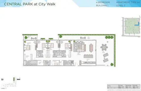 Plattegrond van 4 slaapkamers in Central Park Building 1