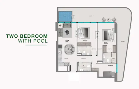Plattegrond van 2 slaapkamers in Samana Resorts 2