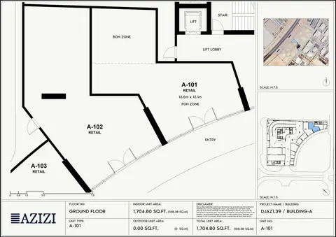 Plattegrond van Retail Space in Azizi Gabriel Jebel Ali