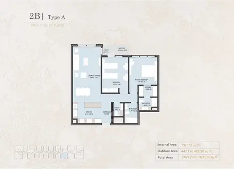 Plattegrond van 2 slaapkamers in Verdana Phase 4