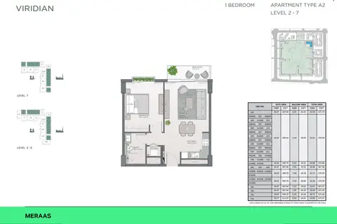 Plattegrond van 1 slaapkamer in Viridian Central Park