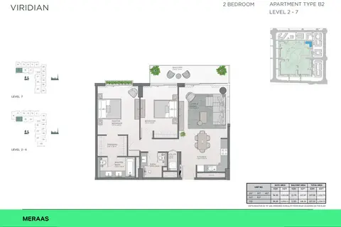Plattegrond van 2 slaapkamers in Viridian Central Park