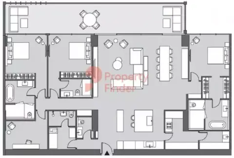 Plattegrond van 3 slaapkamers in Six Senses