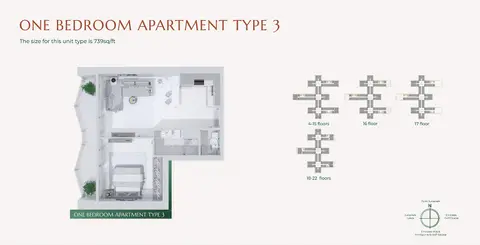 Plattegrond van 1 slaapkamer in Golf Views Seven City
