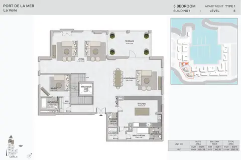 Plattegrond van 5 slaapkamers in La Voile